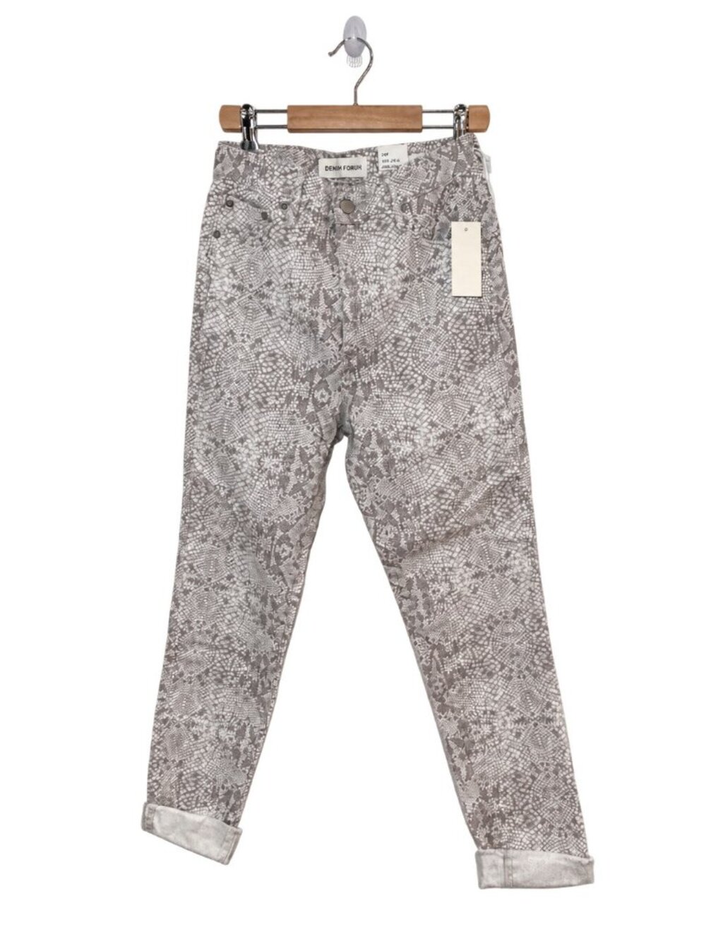 Denim Forum The Lola High Rise Skinny Crop Snake-Print Jeans 26 NWT